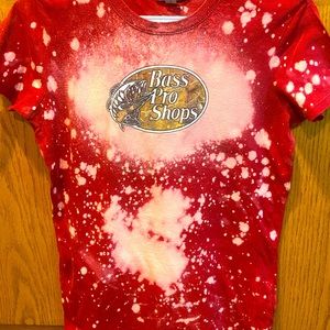 Bass Pro Shops bleached Tee/T-shirt. Glitter decal. Small. Custom made original.